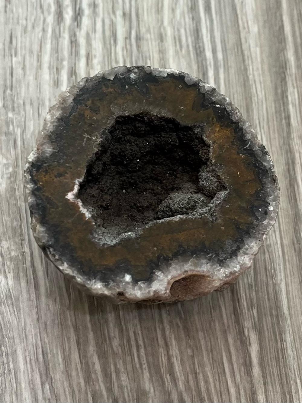 1/2 Geode Brown Crystal Rock Specimen Home Decor - Picture 6 of 6